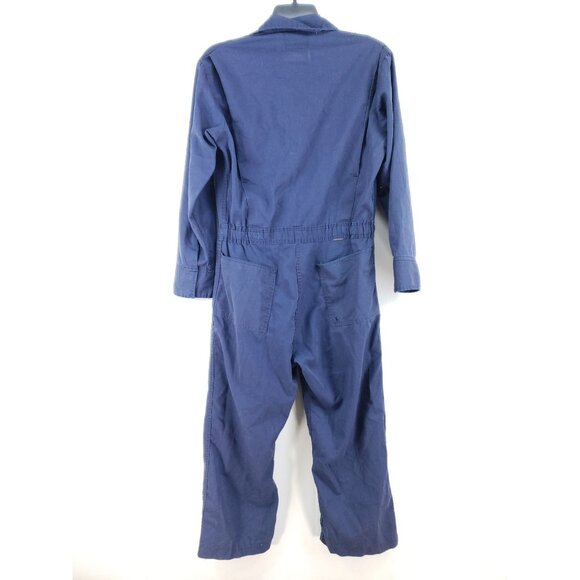 Mens Size 38 Blue Long Sleeve Coveralls Cotton Blend Workwear Durable Zip - Picture 2 of 10